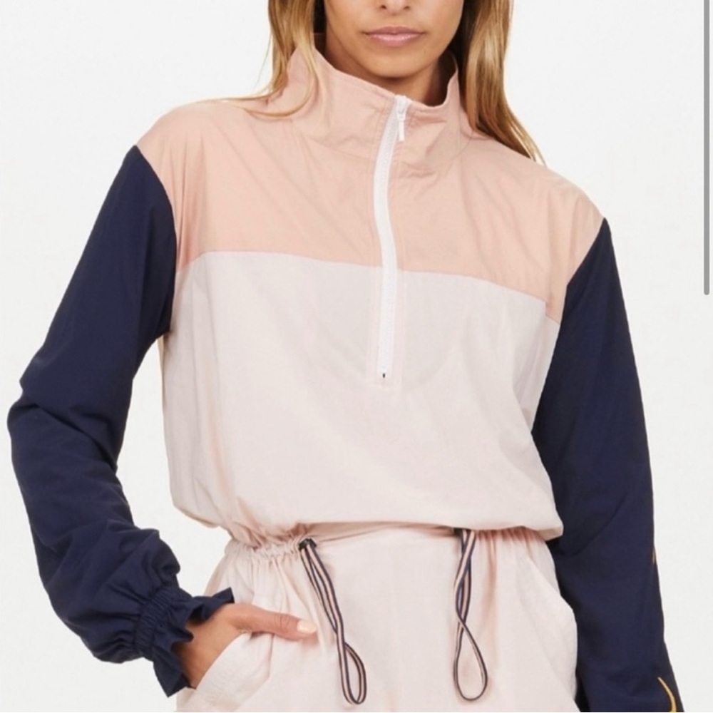 The Upside Yoko Colorblock Windbreaker Pink and Navy Utility Anorak Jacket XS - Picture 3 of 13